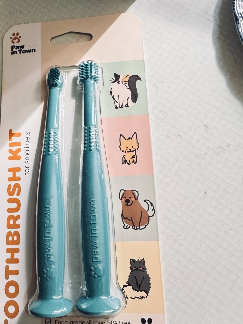 Pet Grooming :  Teal Toothbrush Kit with Toothpaste for Small Pets